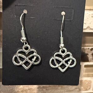 Silver Heart Knot Earrings